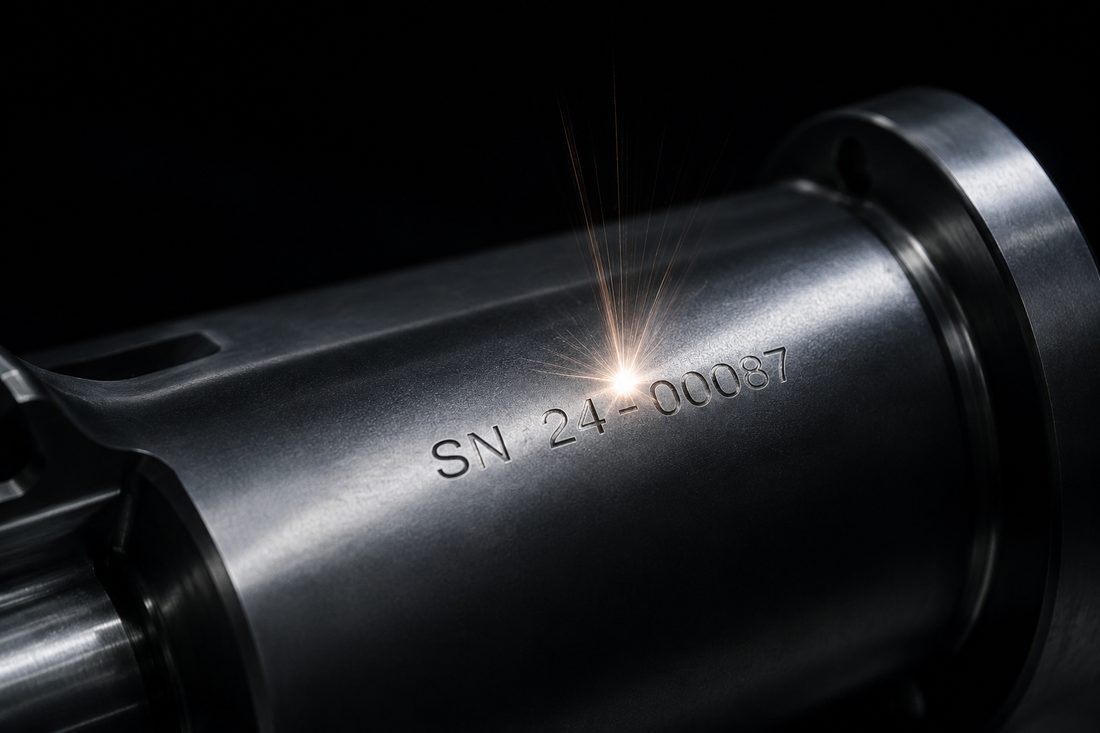 MOPA fiber laser engraving in progress